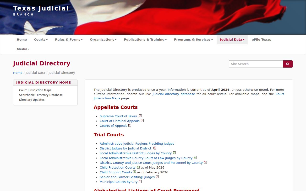 Texas Judicial Directory for King County criminal case contacts