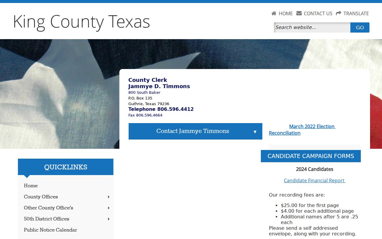 King County Clerk page for criminal court case records