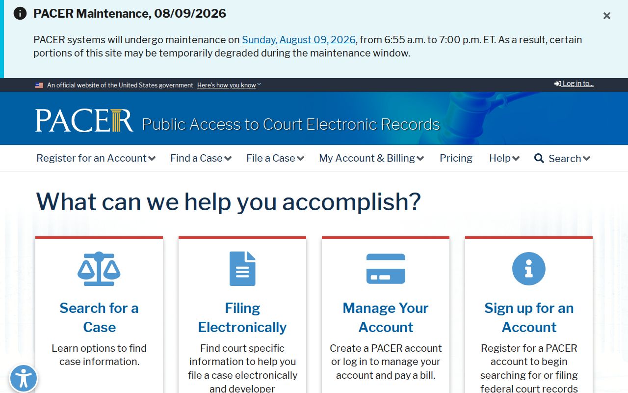 King County criminal history federal PACER records
