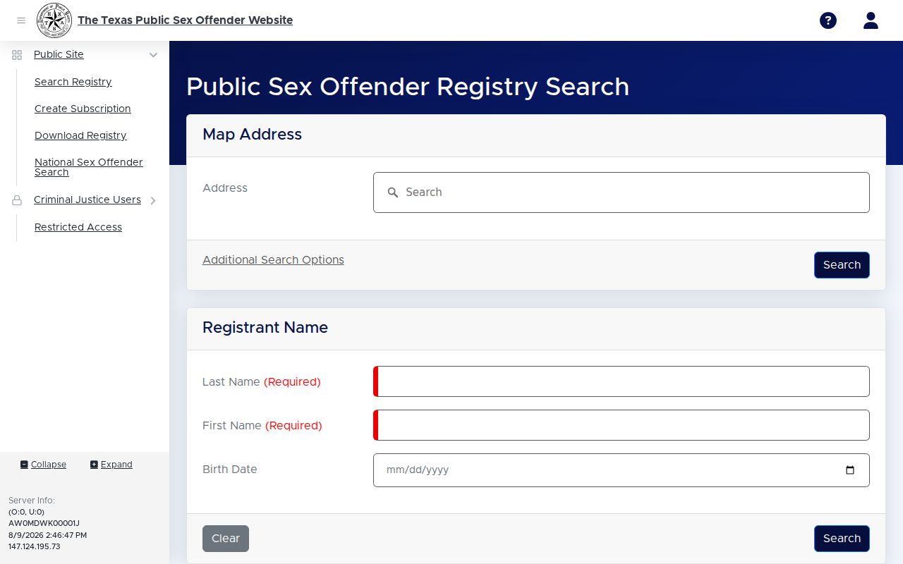 King County sex offender registry name search on the Texas DPS website